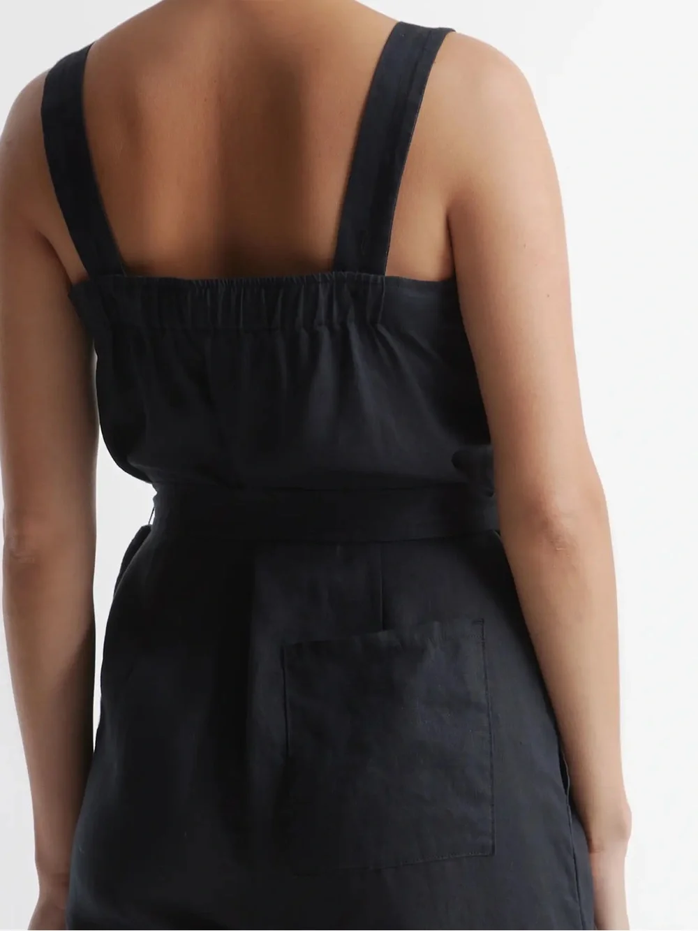 Quince Women’s 100% European Linen Square Neck Jumpsuit Black XS